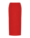 Red Pencil Skirt with Zipper Design