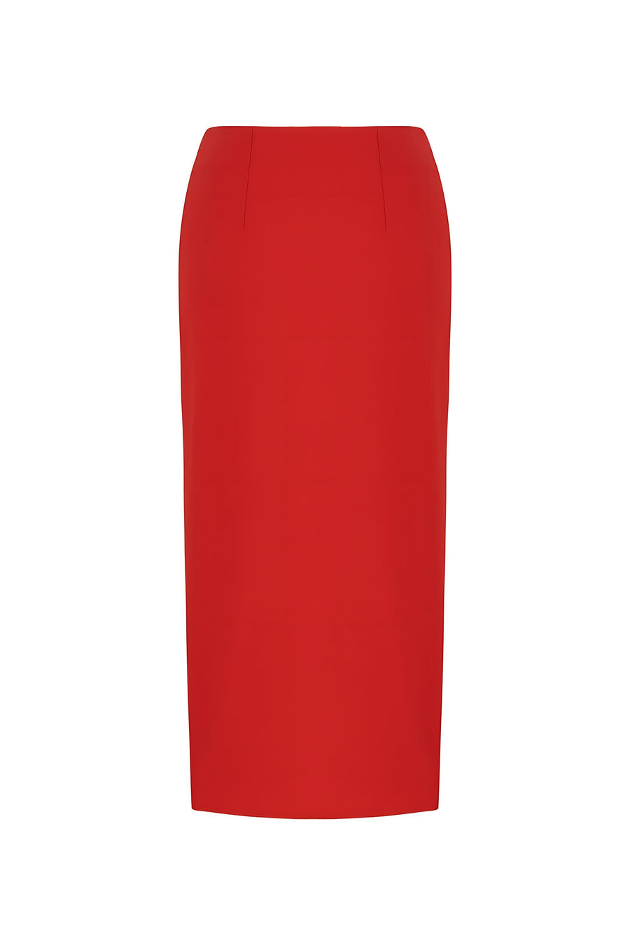 Red Pencil Skirt with Zipper Design