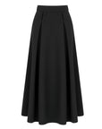 Black Button Designed Midi Skirt