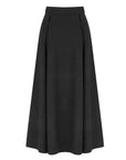 Black Button Designed Midi Skirt