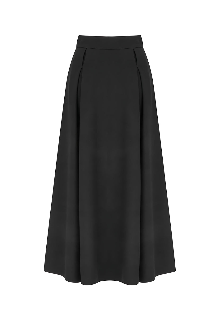 Black Button Designed Midi Skirt