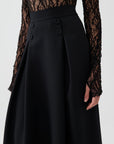 Black Button Designed Midi Skirt