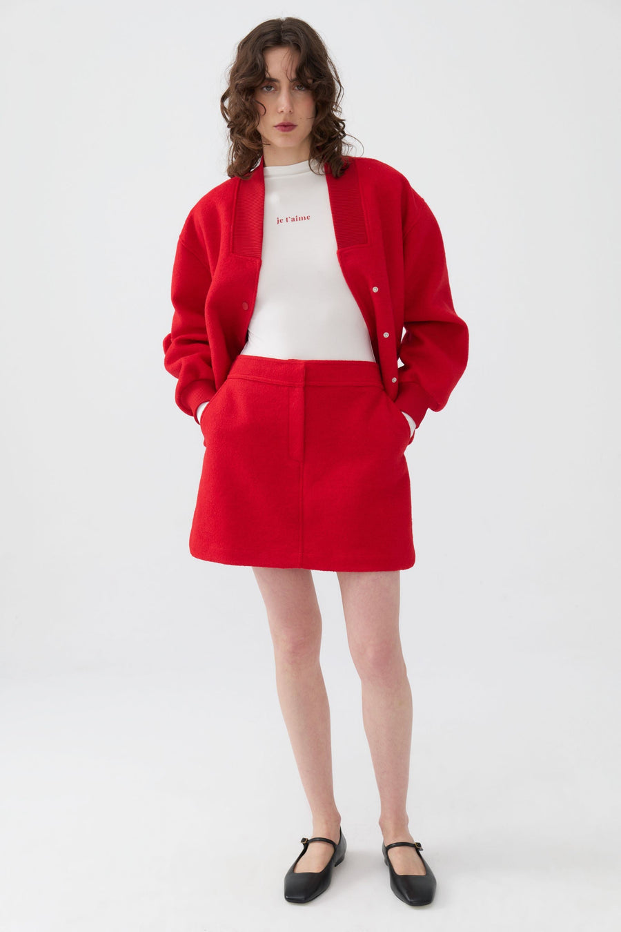 Cachet Wool Blend Red Mini Skirt