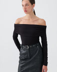 Faux Leather Midi Skirt with Belt