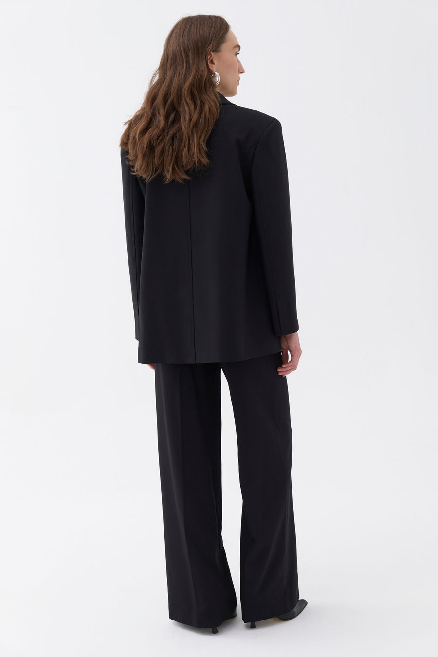 Black Padded Shoulder Blazer Jacket