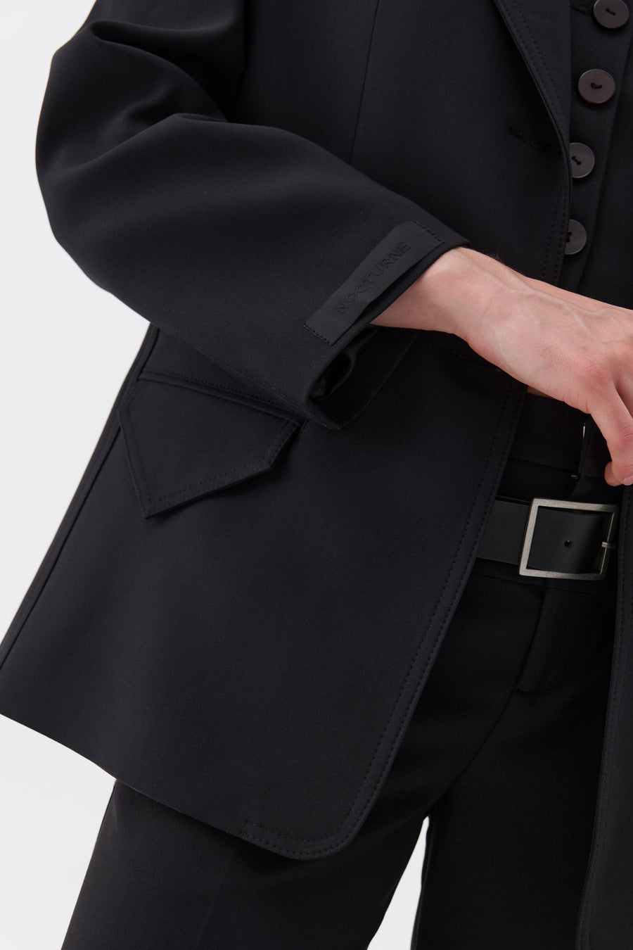 Black Padded Shoulder Blazer Jacket