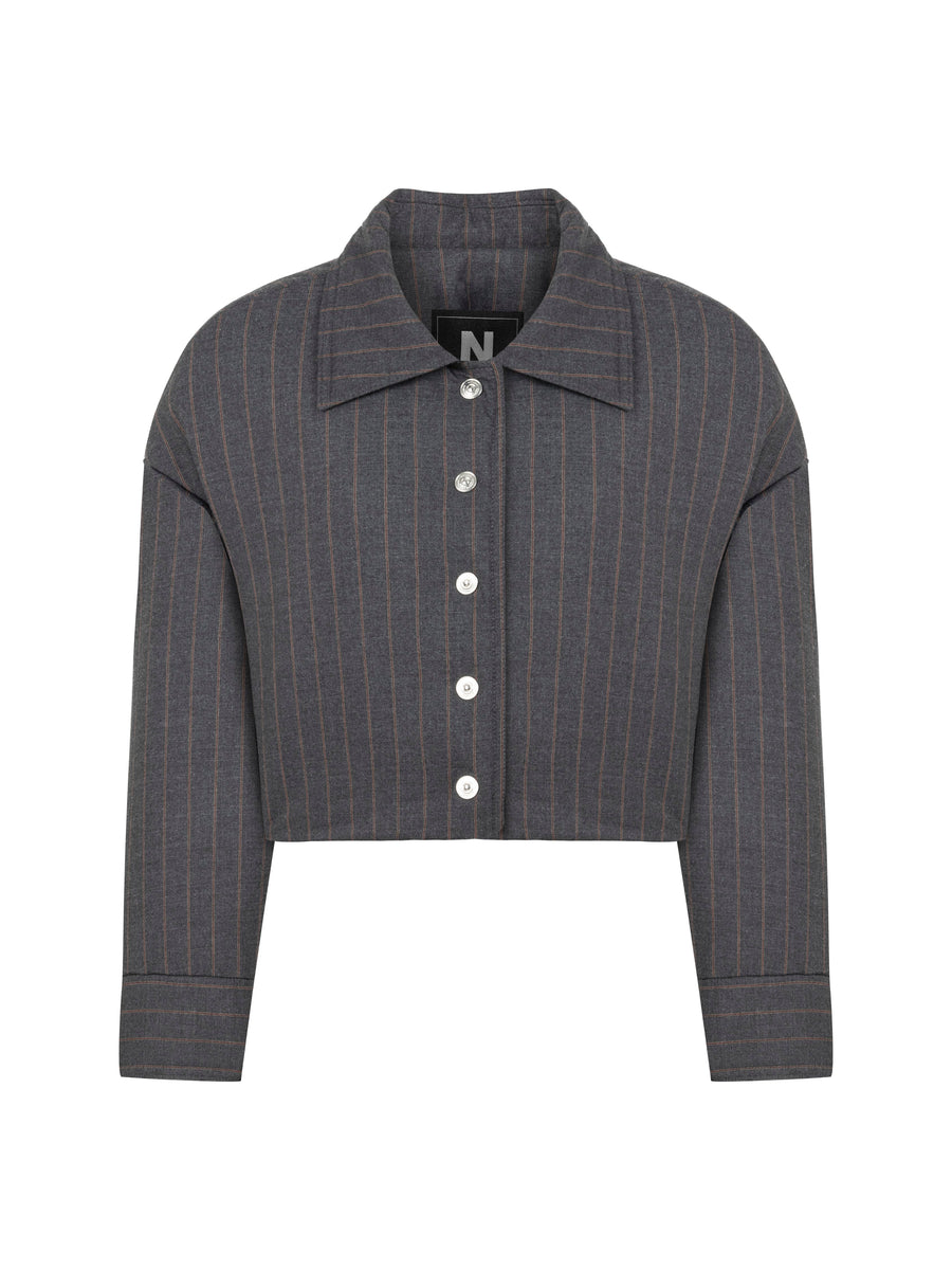 Striped Padded Shoulder Jacket