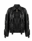 Fringe Detail Faux Leather Jacket