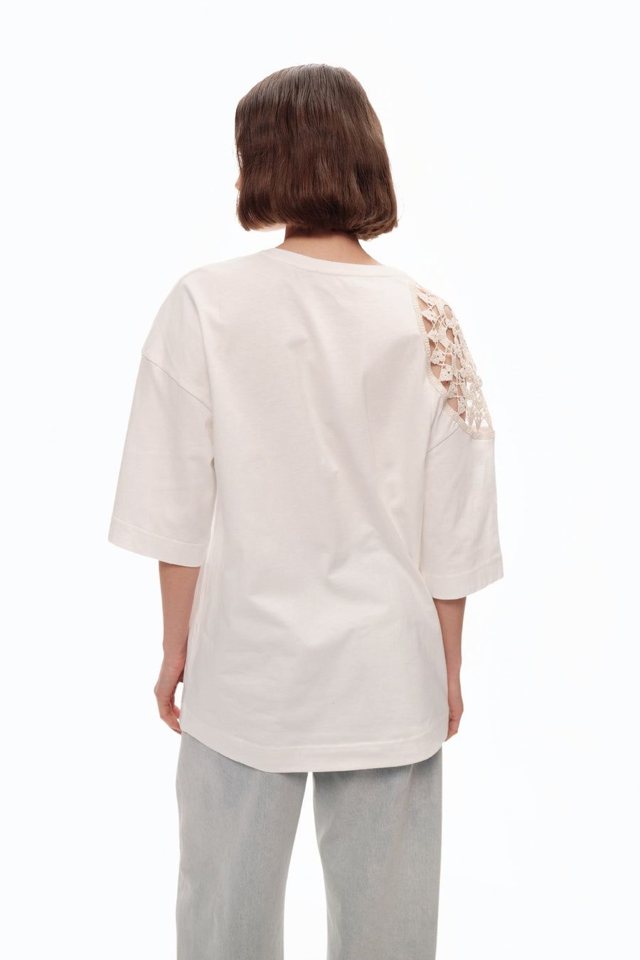 Ecru Embroidered Detail T-Shirt