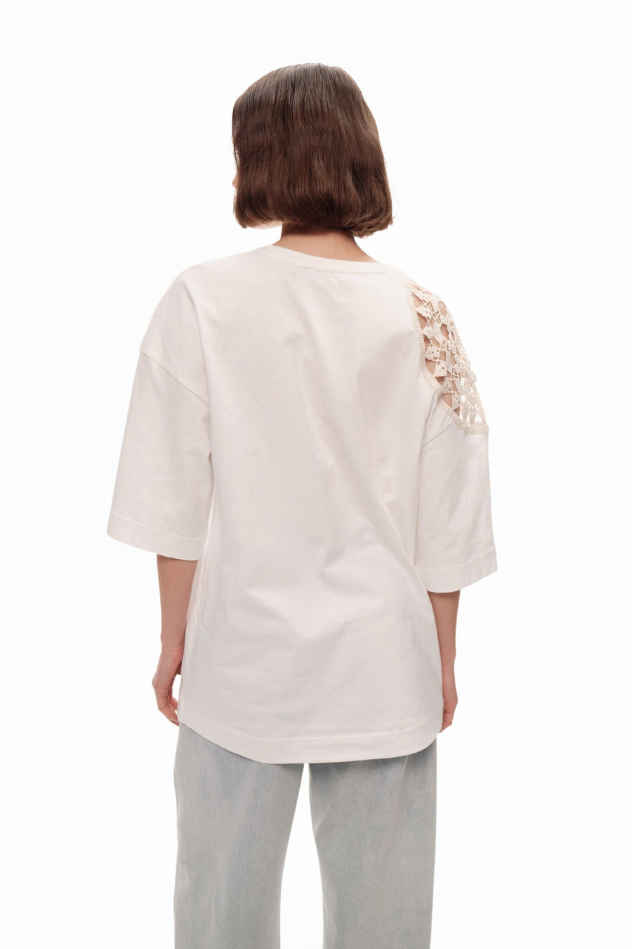 Ecru Embroidered Detail T-Shirt