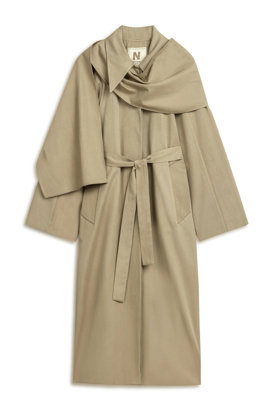 Beige Shawl-Designed Trench Coat
