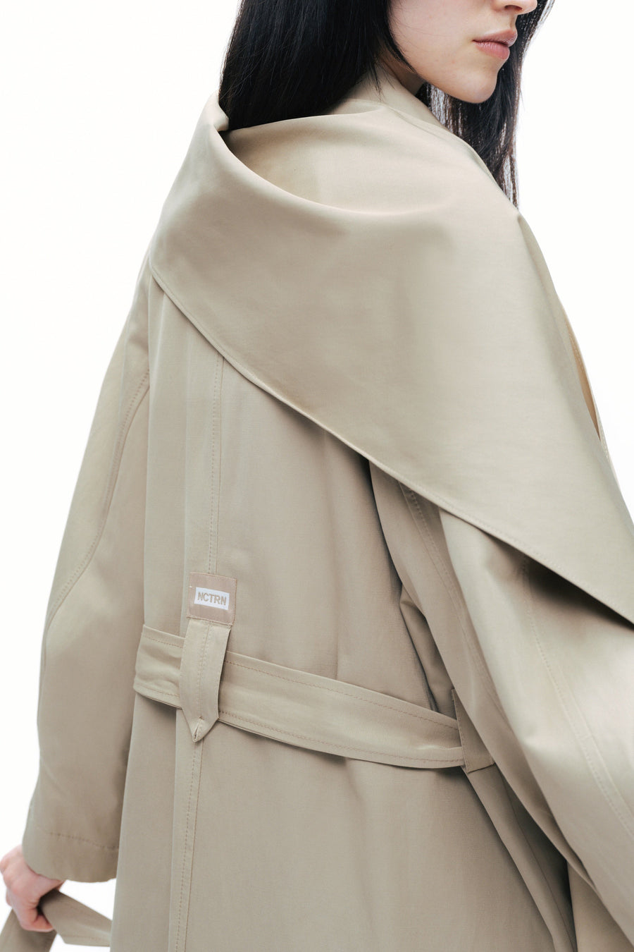 Beige Shawl-Designed Trench Coat