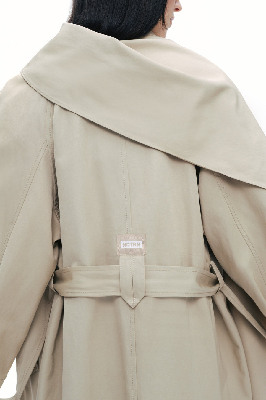 Beige Shawl-Designed Trench Coat