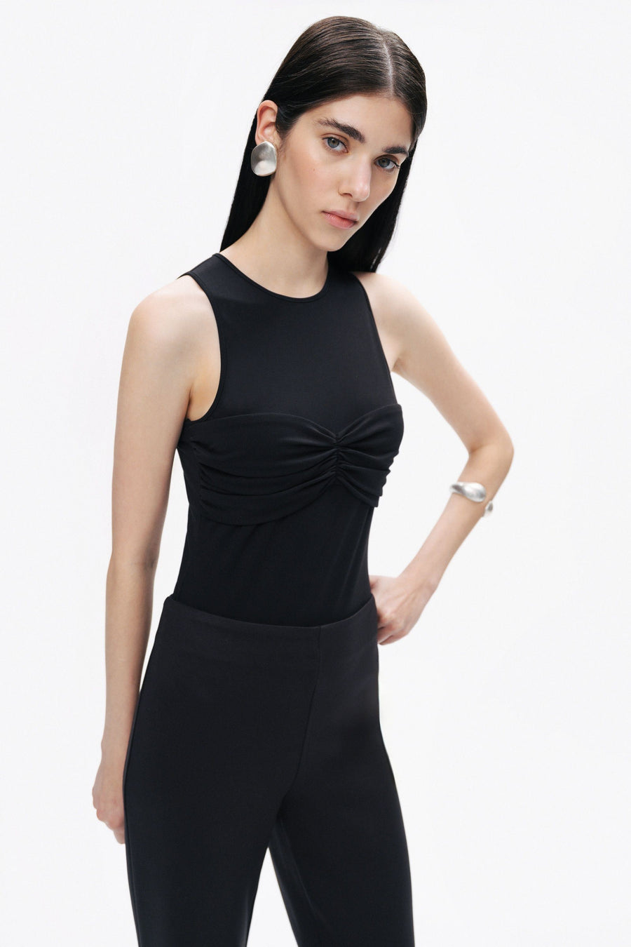 Black Twist Detailed Bodysuit