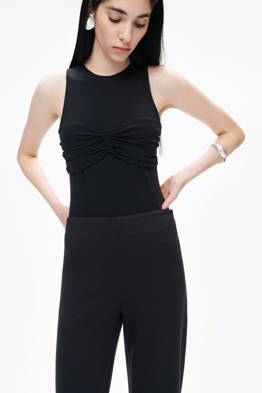Black Twist Detailed Bodysuit