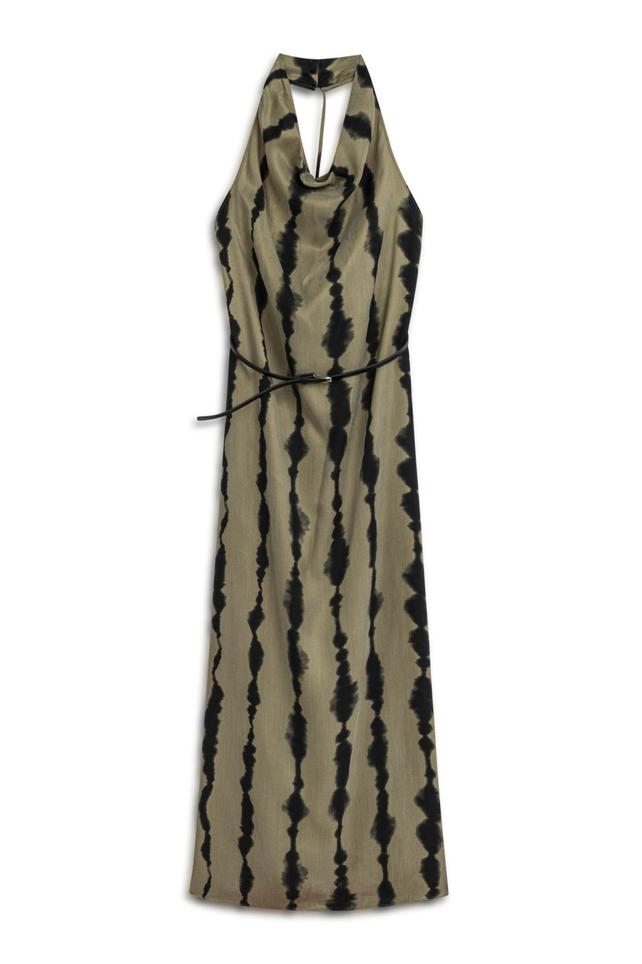 Multicolor Belt Detailed Printed Maxi Dress