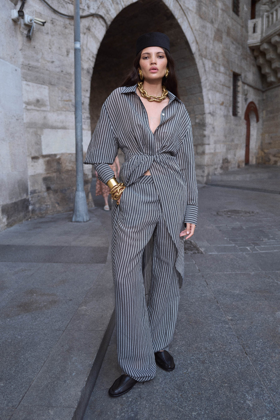 Multicolor Striped Sheer Pants