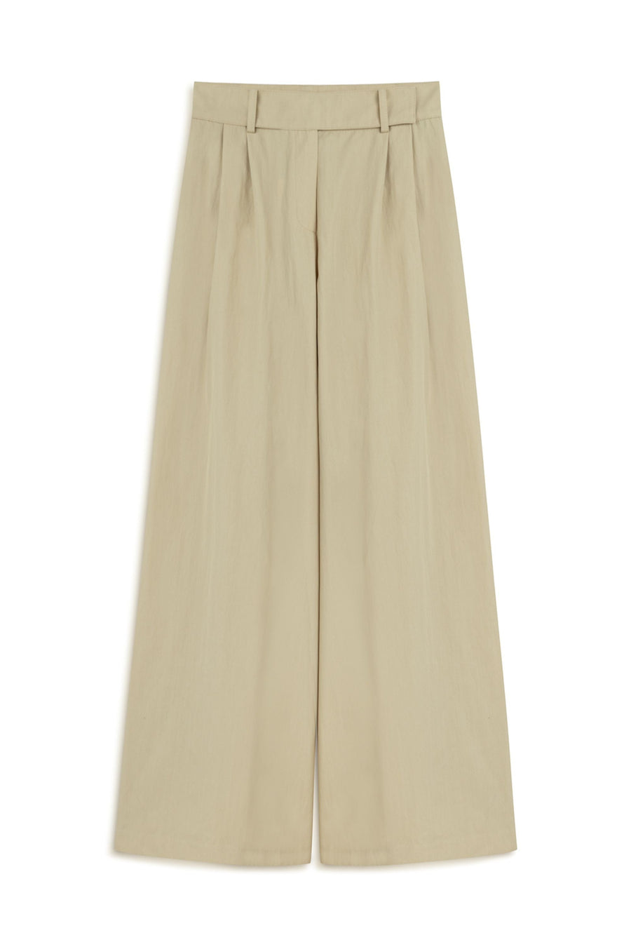 Beige Double Pleated Pants