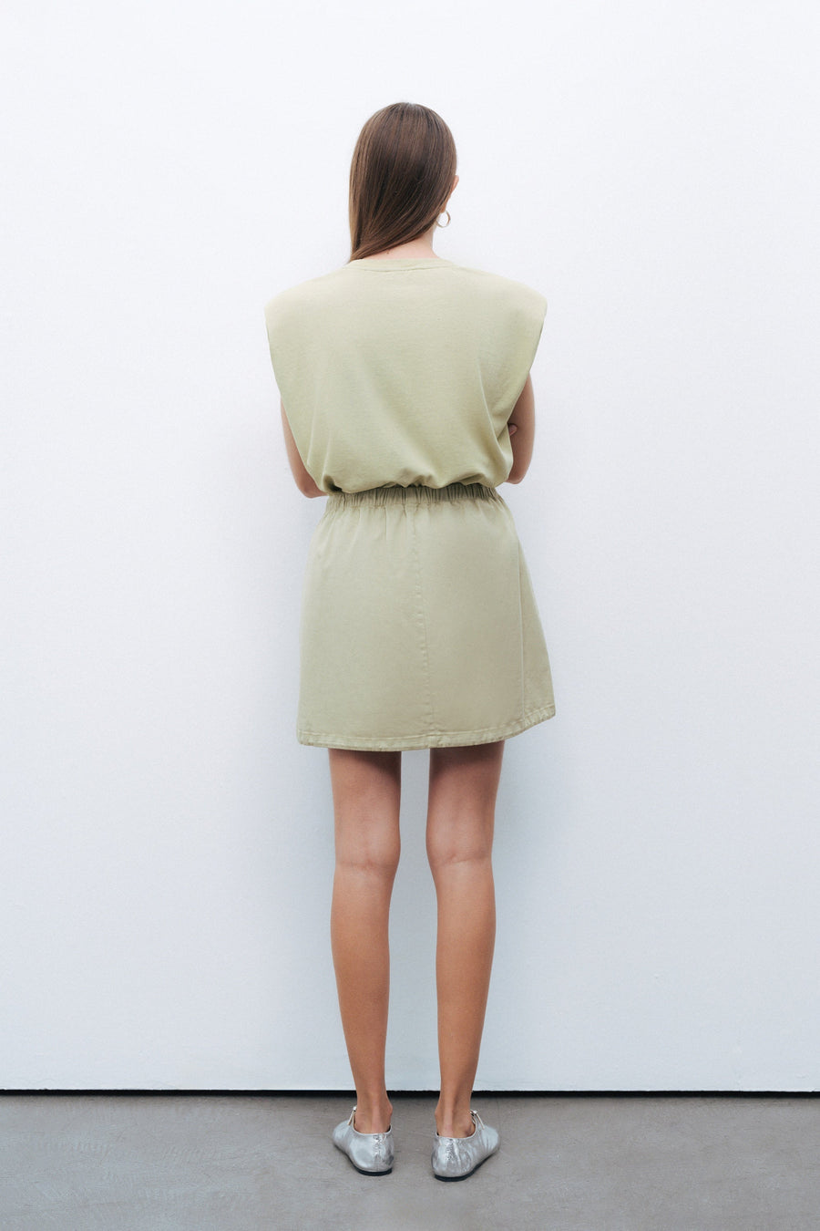 Olive Mini Skirt with Cargo Pocket