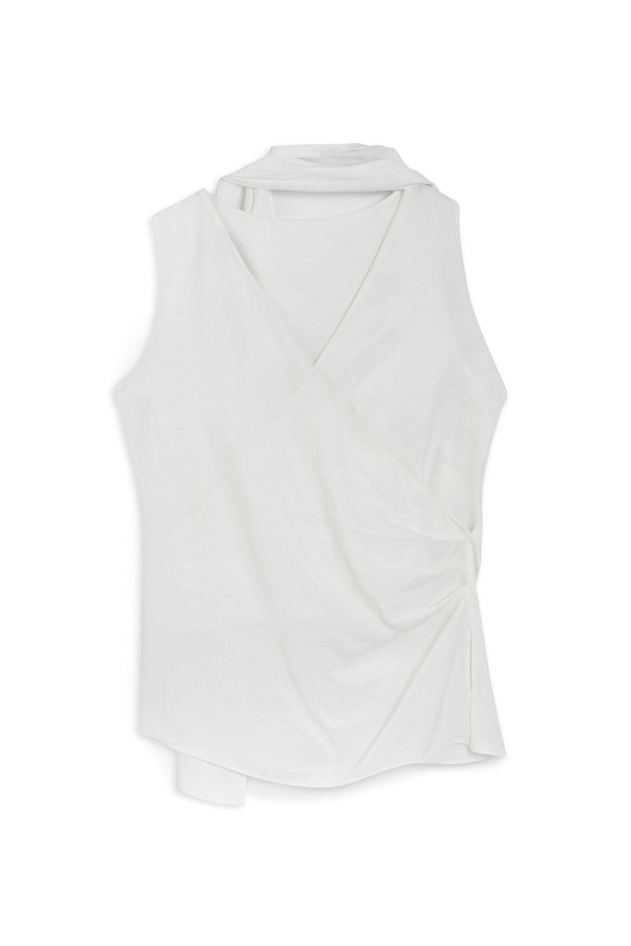 White Shawl-Designed Blouse