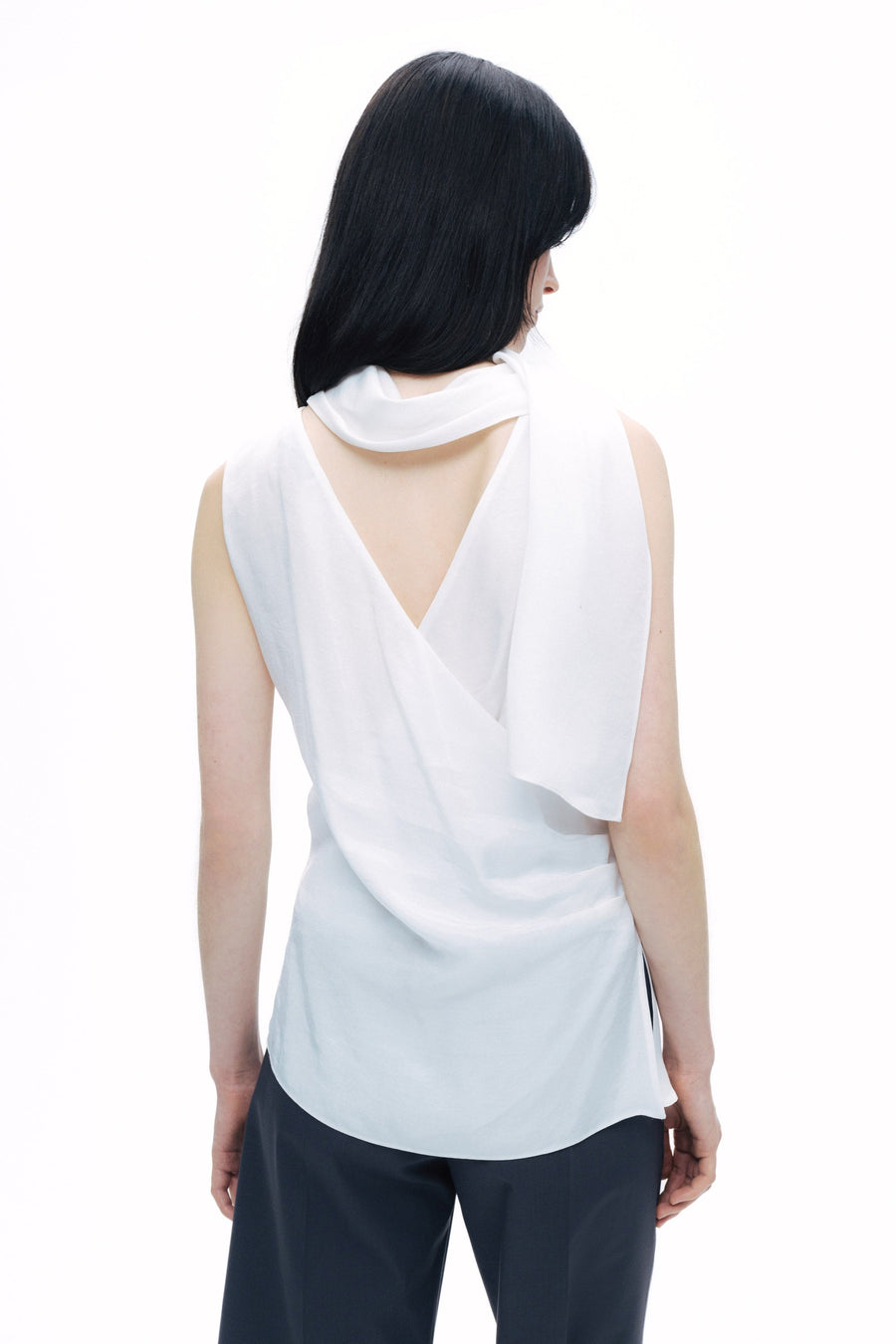 White Shawl-Designed Blouse