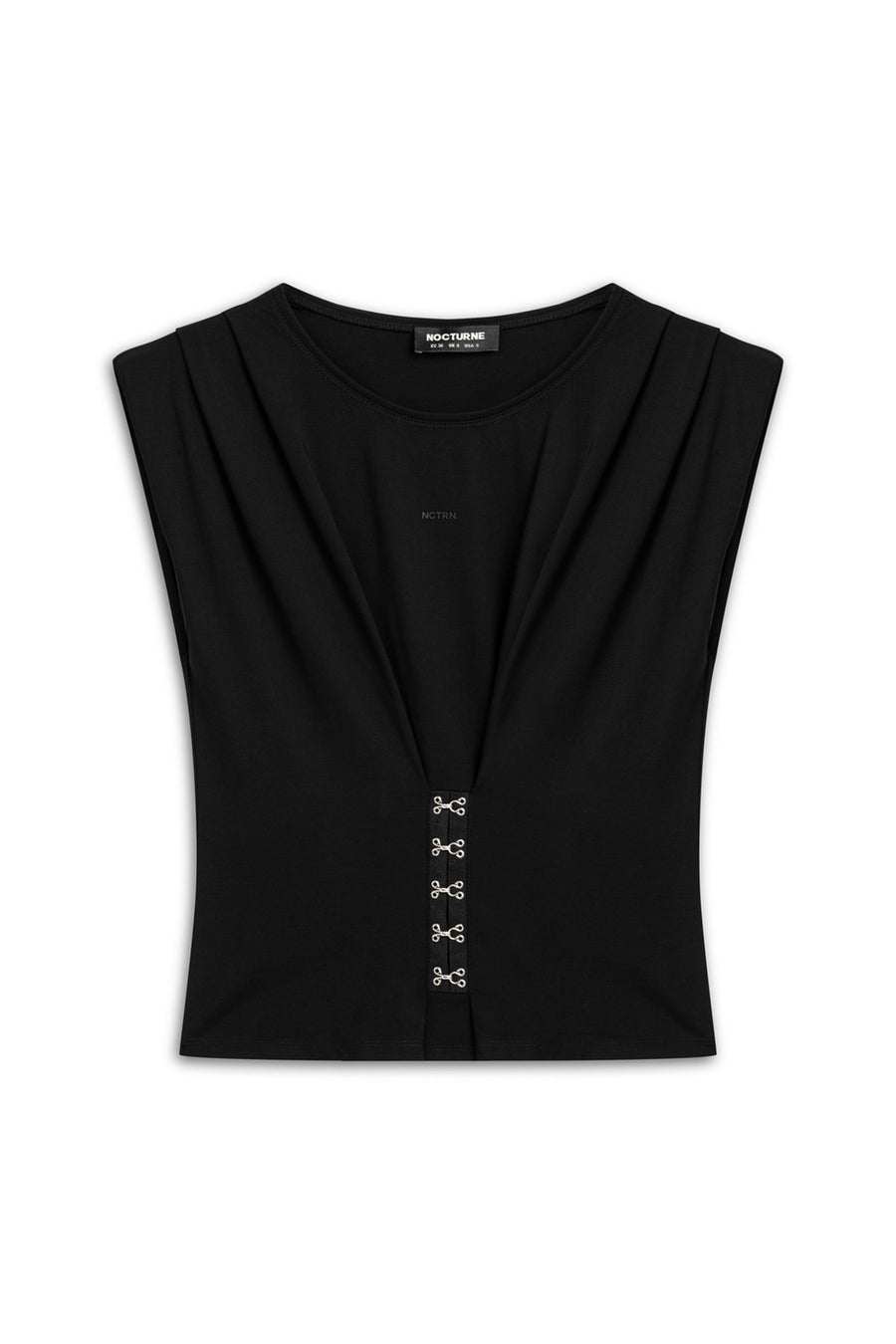 Black T-Shirt with Agraffe Accessory Detail