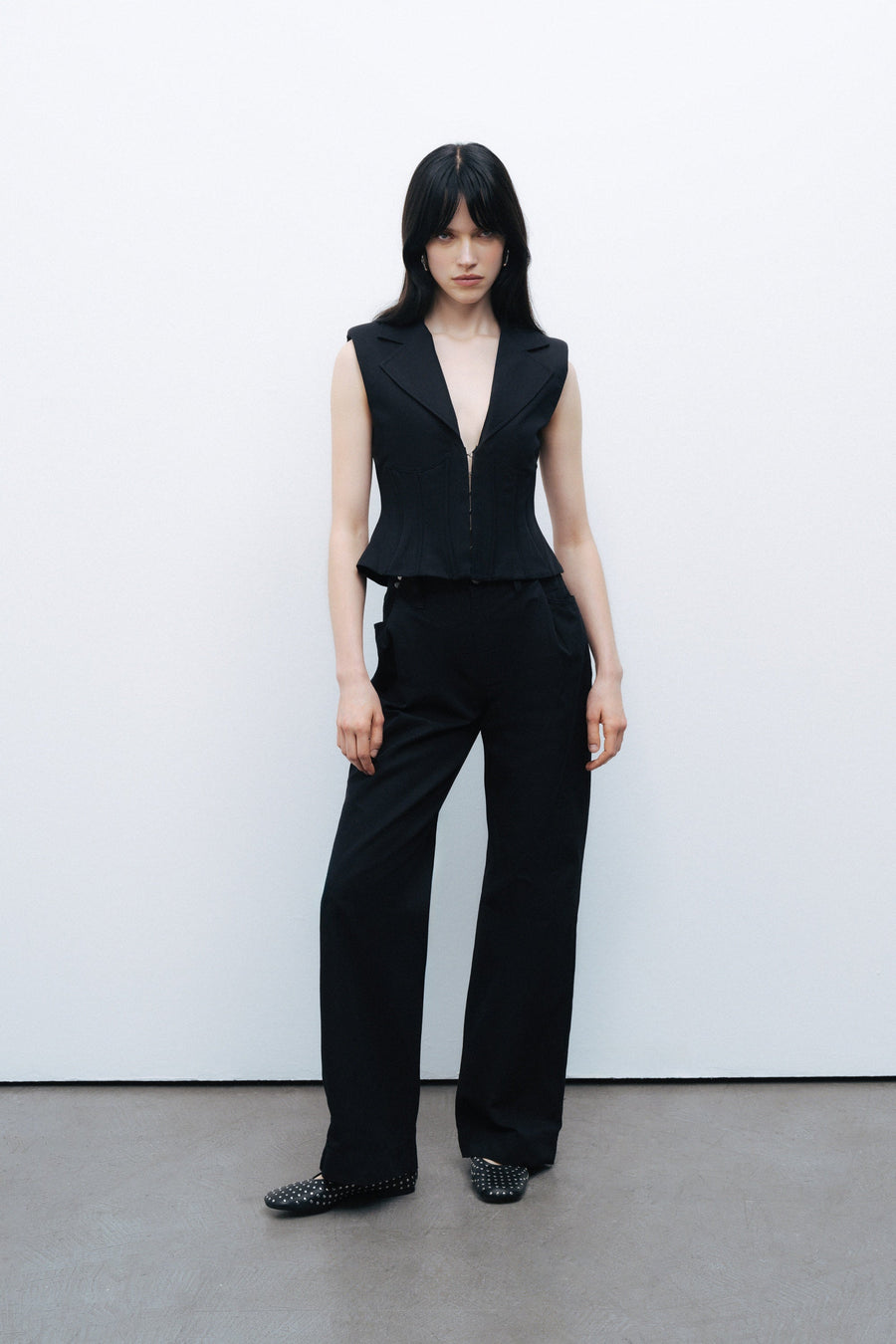 Black Corset-Designed Vest