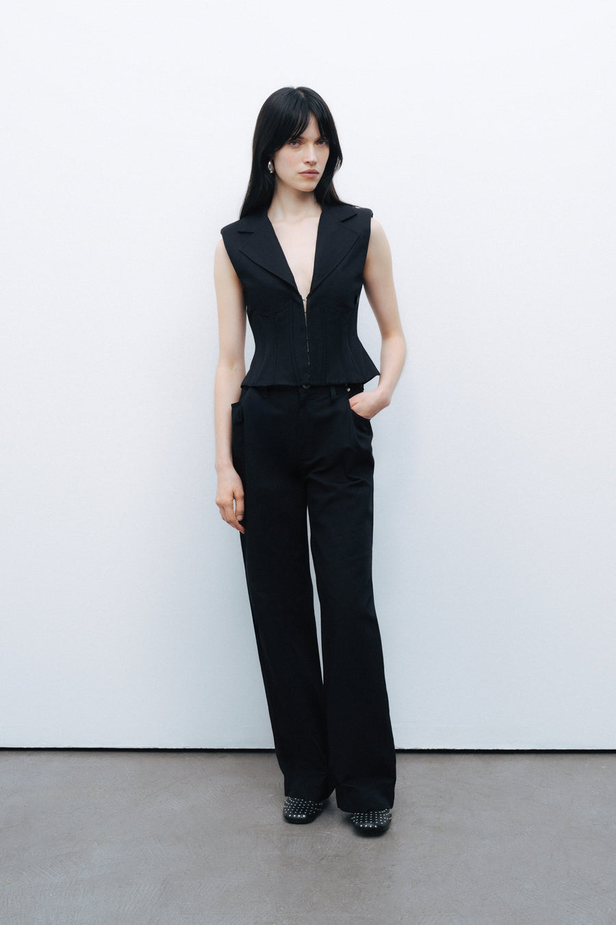 Black Corset-Designed Vest