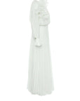 Balloon Sleeve Detailed Long Chiffon Ecru Dress