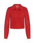 Red Knit Polo Top