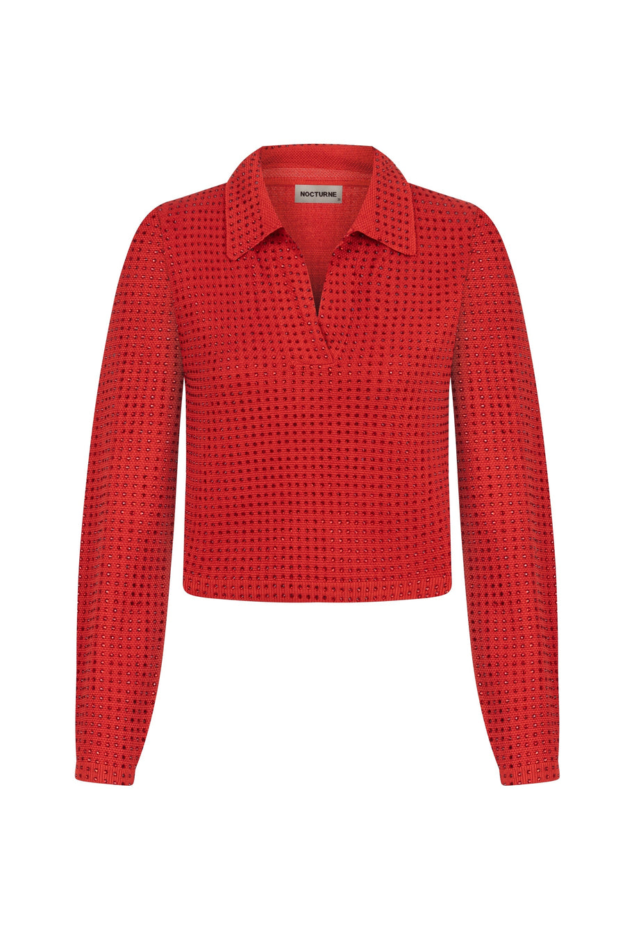 Red Knit Polo Top