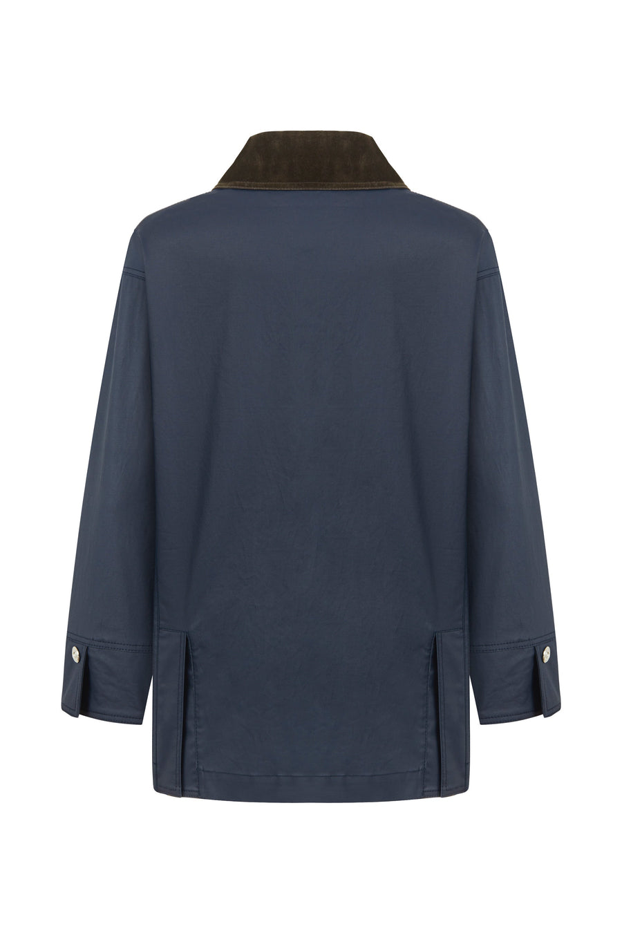 Blue Shirt Collar Cotton Blend Coat