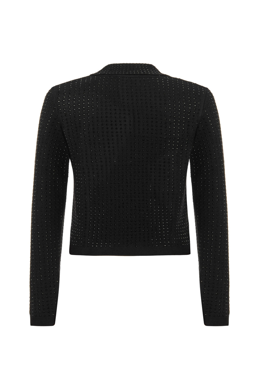 Black Knit Polo Top