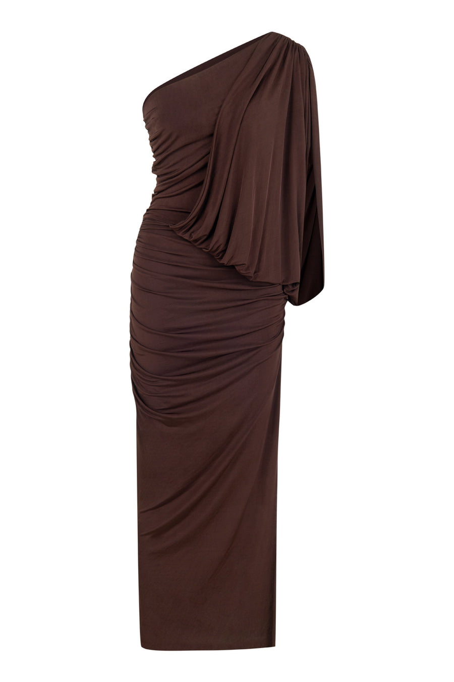 Brown Draped Detail Maxi Dress