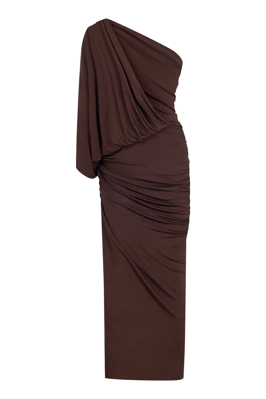 Brown Draped Detail Maxi Dress
