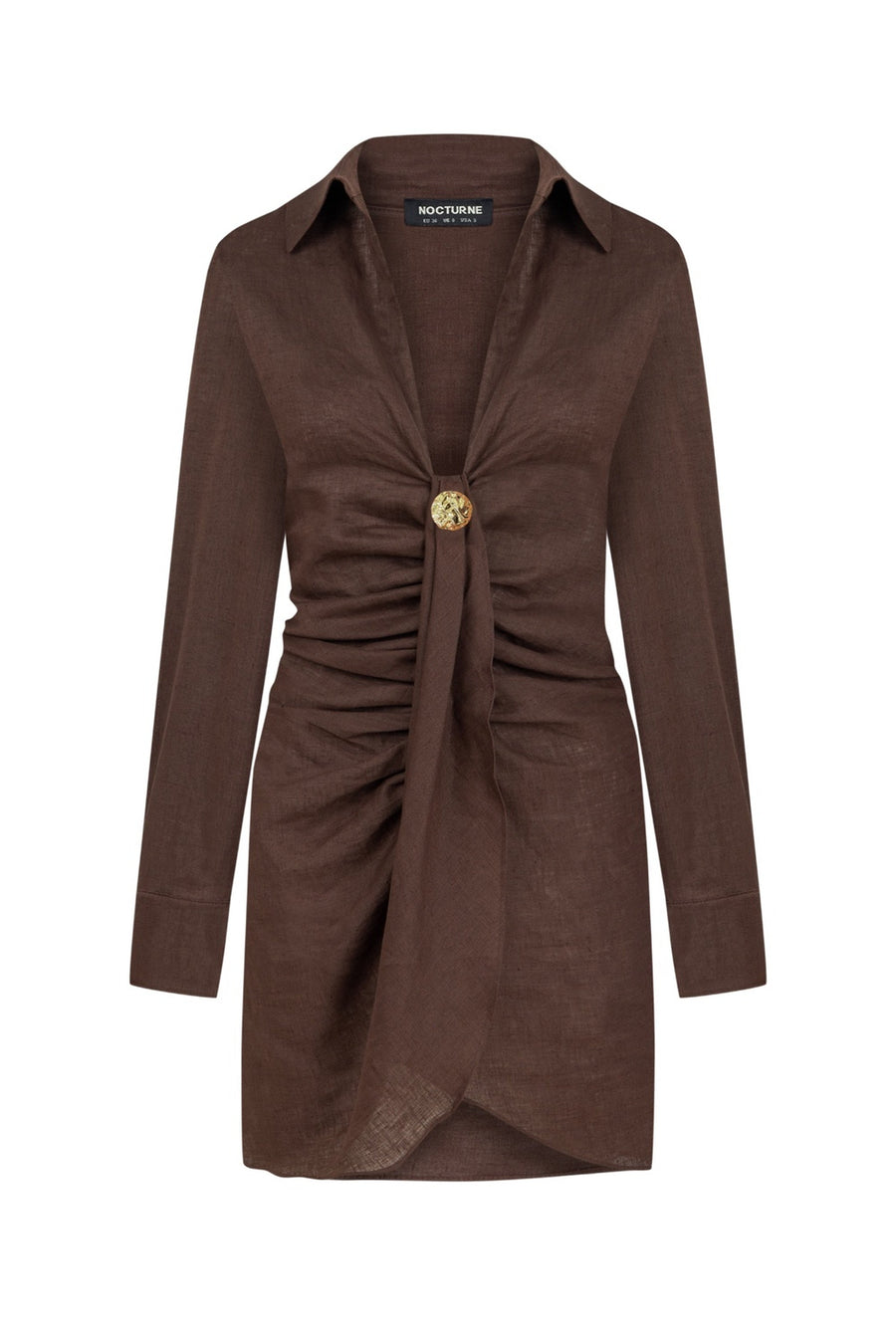 Coffee Mini Dress with Accessory Detail