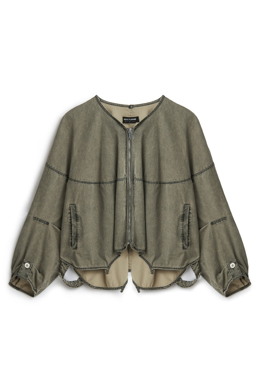 Khaki Asymmetrical Cut Jacket
