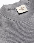 Gray 100% Wool Melange Nuola Ribbed Crew - neck Pullover