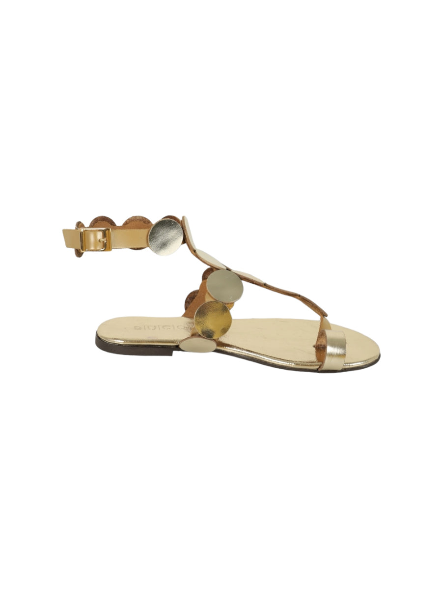 Genuine Leather Naomi Golden Sandals | Porterist