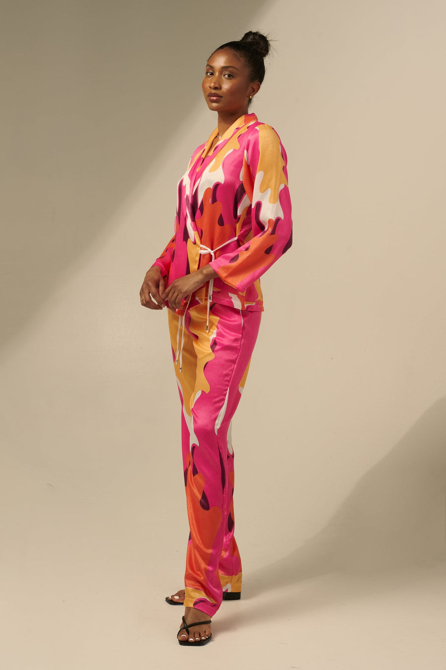 The Sharon Keyser Collection - New Dawn 3 Velvet Satin Wrap Blazer and Pants