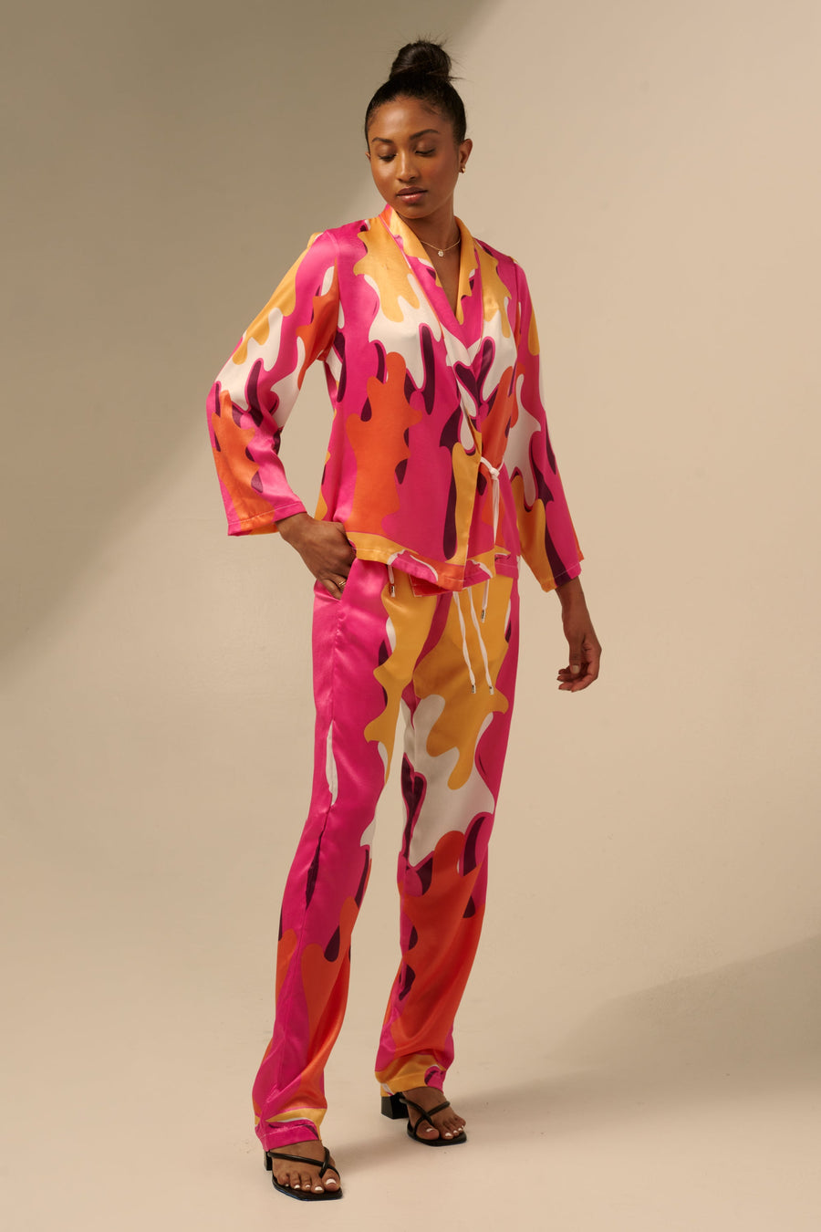 The Sharon Keyser Collection - New Dawn 3 Velvet Satin Wrap Blazer and Pants