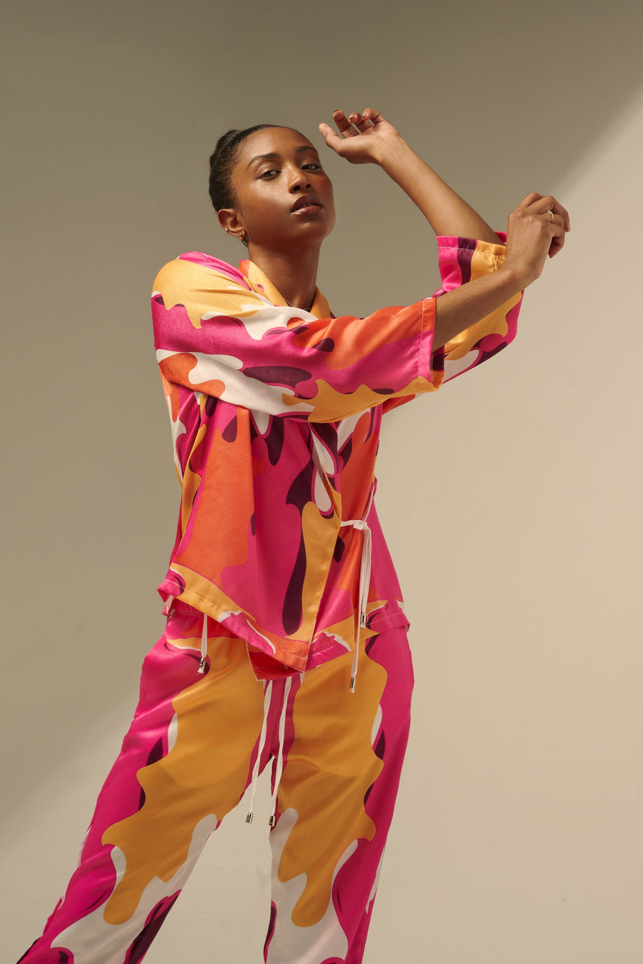 The Sharon Keyser Collection - New Dawn 3 Velvet Satin Wrap Blazer and Pants