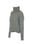 Grey Leisure Wear Turtleneck Feathered Sweater | Porterist