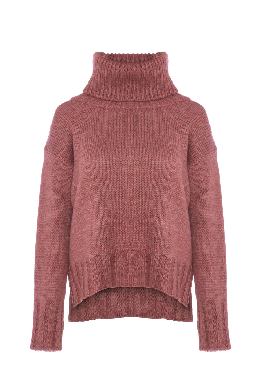 Pink Leisure Wear Turtleneck Feathered Sweater | Porterist