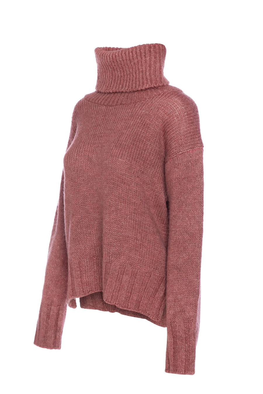 Pink Leisure Wear Turtleneck Feathered Sweater | Porterist