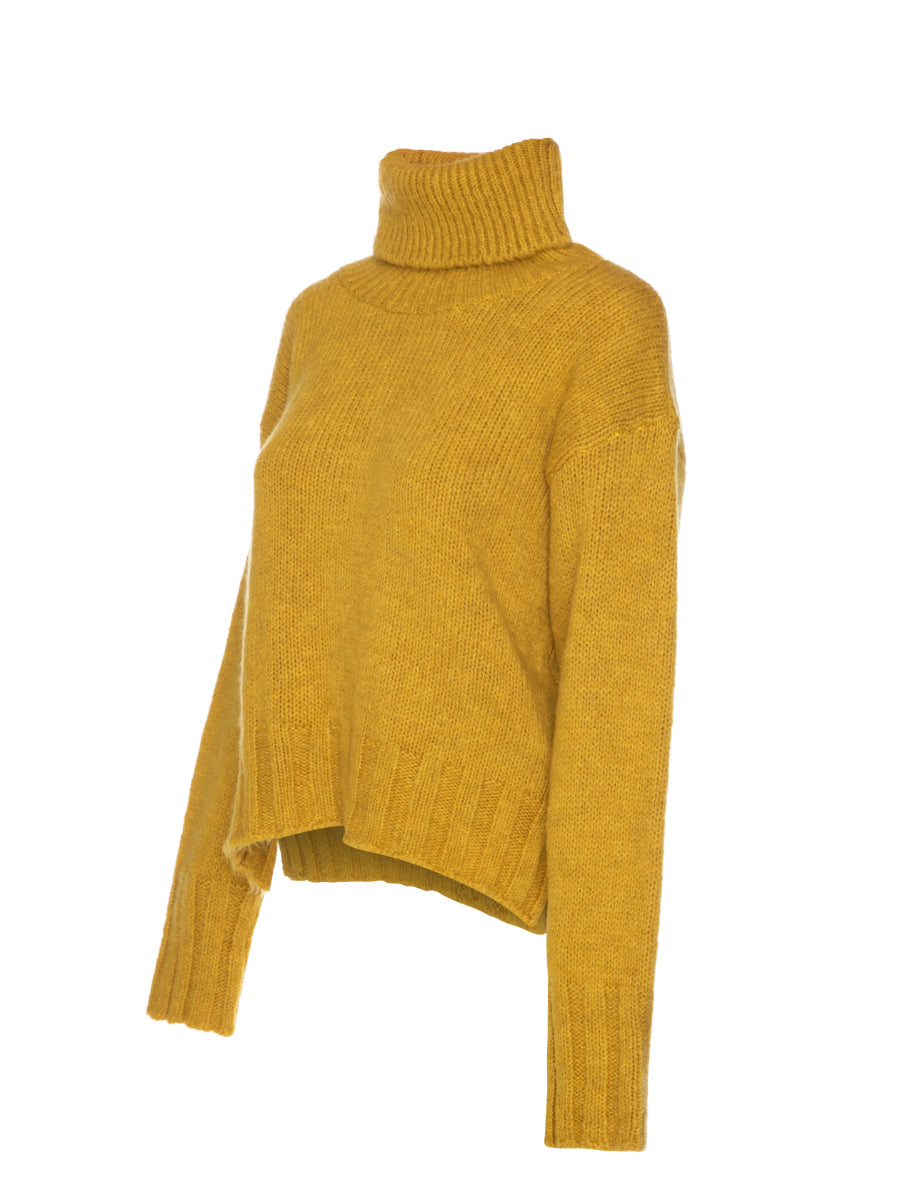 Yellow Leisure Wear Turtleneck Feathered Sweater | Porterist