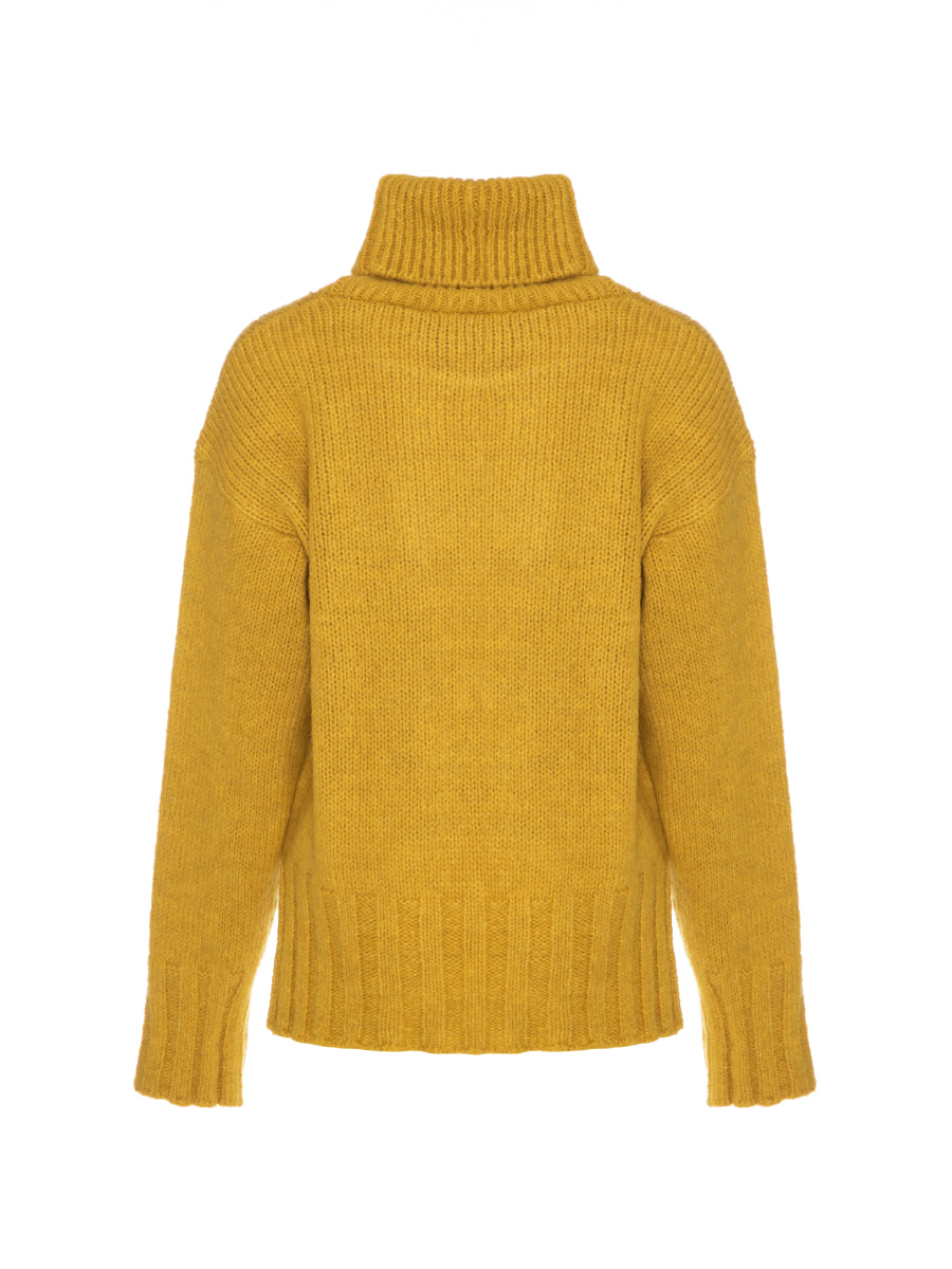 Yellow Leisure Wear Turtleneck Feathered Sweater | Porterist