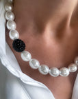 Pearl Crystal Black Ball Necklace