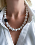 Pearl Crystal Black Ball Necklace