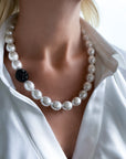 Pearl Crystal Black Ball Necklace